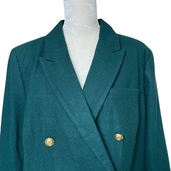 Jessica London Women’s Double Breasted Wool Blazer Coat Plus Size 20 Green - Picture 2 of 8